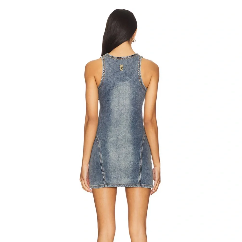 One Teaspoon Denim Mini Dress in Worn Blue - Picture 3 of 8